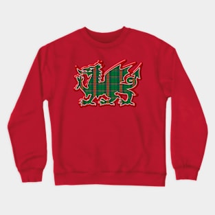 The Owens / Bowen Family Name Tartan Cymru Welsh Dragon symbol design Crewneck Sweatshirt